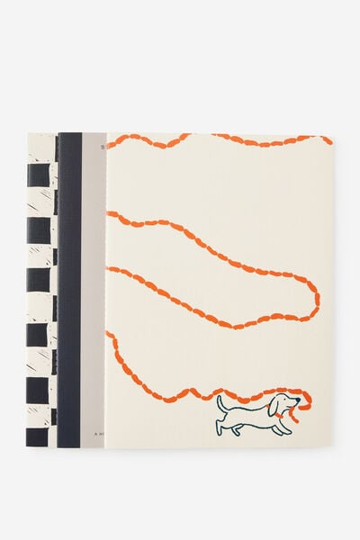 A4 3 Pack Lined Notebooks, SAUSAGE DOG CHECKS