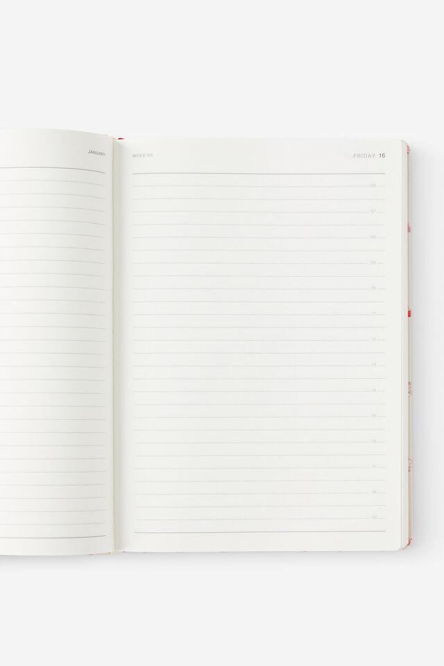 Personalised 2026 B5 Daily Hard Metro Diary, Ditsy Pansy Pink Clay