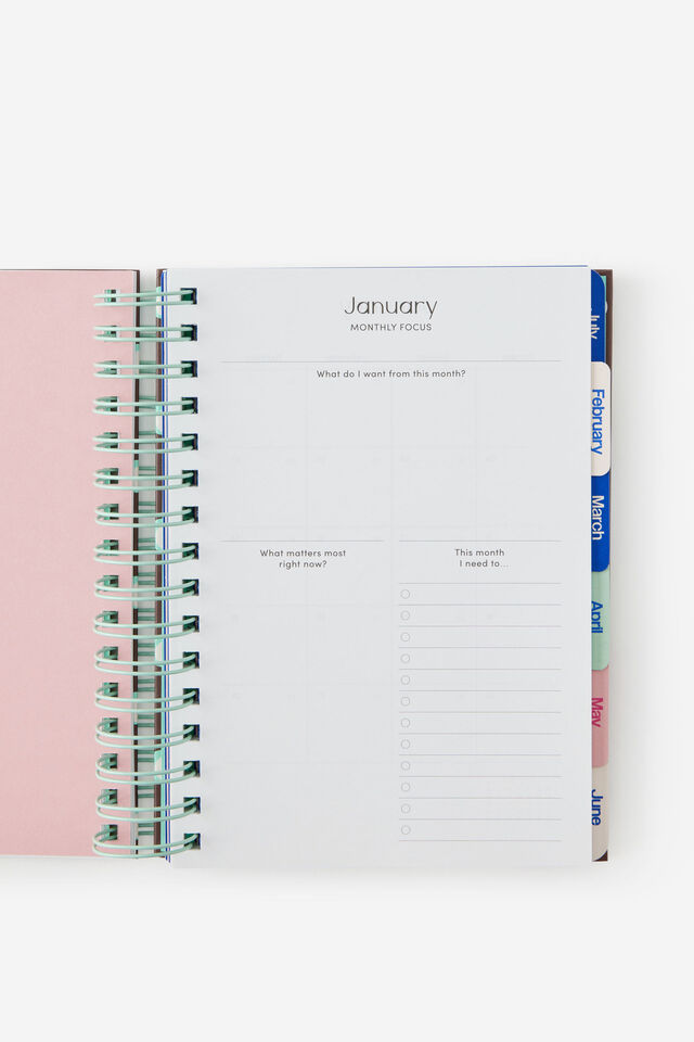 2027 A5 Weekly Bright Days Diary, ESPRESSO POLKA