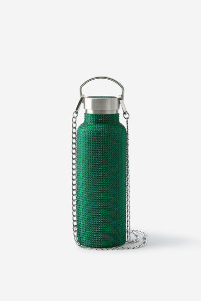 Bling It On Metal Drink Bottle, GREEN