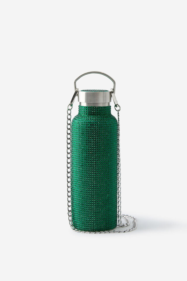 Bling It On Metal Drink Bottle, GREEN
