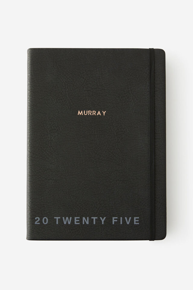 Personalised 2025 A4 Daily Buffalo Diary, BLACK