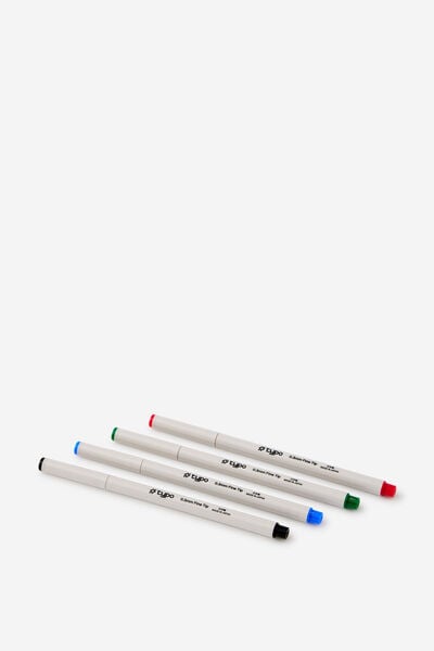 0.3Mm Fine Tip Pen 4 Pack, PRIMARY COLOURS