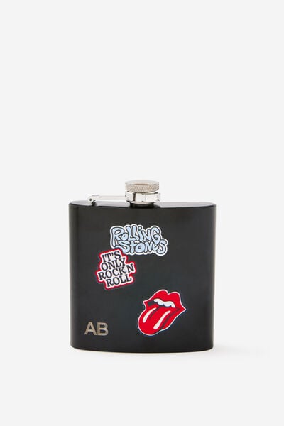 Personalised Metal Hip Flask, LCN BRA ROLLING STONES
