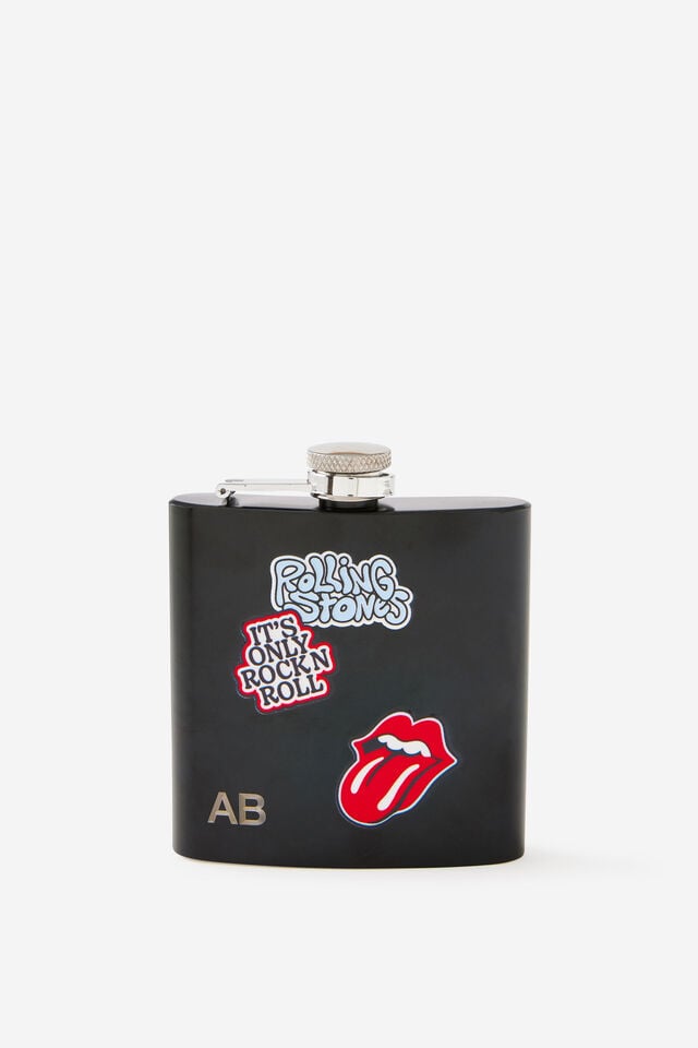 Personalised Metal Hip Flask, LCN BRA ROLLING STONES