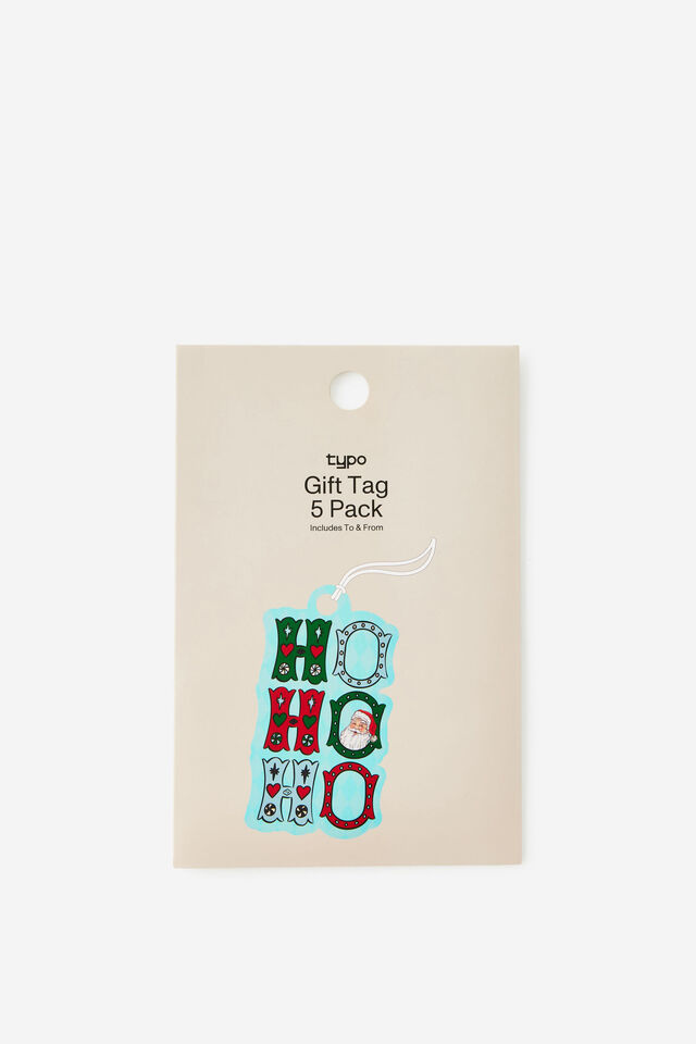 Die Cut Gift Tag 5Pk, HO HO HO