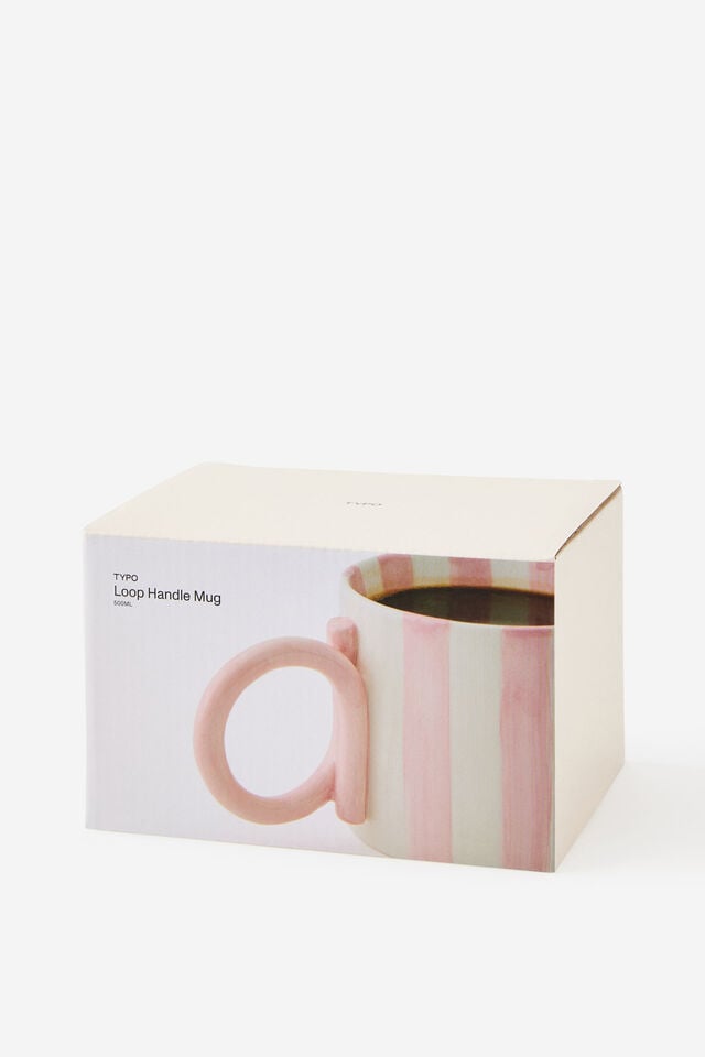 Loop Handle Mug, STRAWBERRY MILK & ECRU