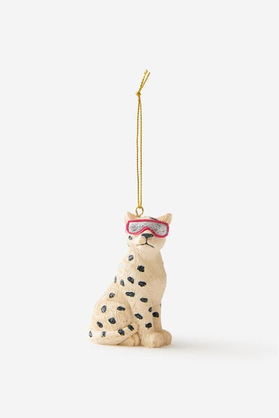 Resin Christmas Ornament, SNOW LEOPARD GOGGLES