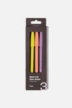 Black Ink Flow Writer Pen 3Pk, LILAC, PEACH & YELLOW - example image 2