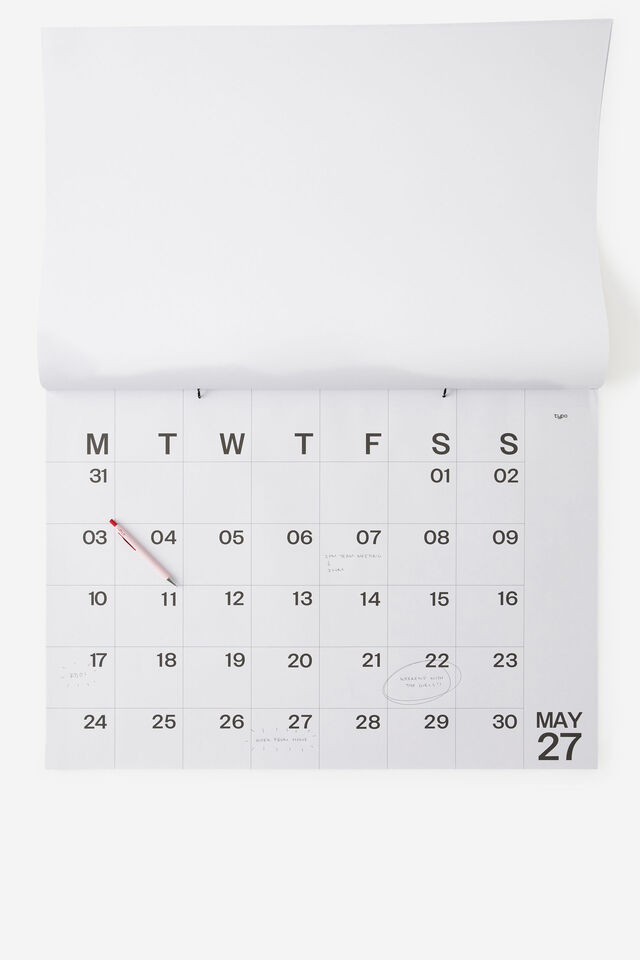 2027 A1 Monthly Calendar, BLACK/WHITE