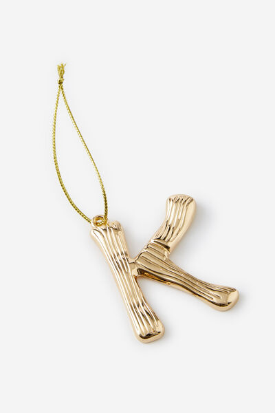 Metal Alphabet Christmas Ornament, TEXTURED K