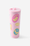 Hidden Straw Metal Smoothie Cup, FRUIT STICKER YARDAGE BLOSSOM PINK - alternate image 2