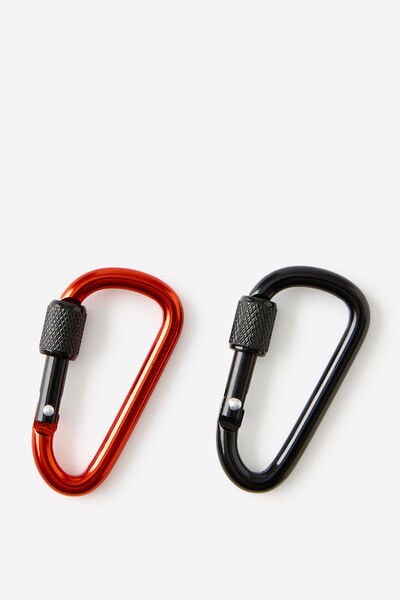 Carabiner 2Pk, BLACK / BURNT ORANGE