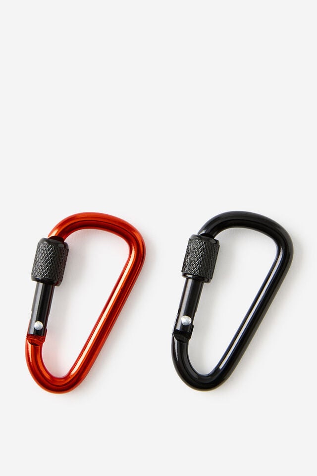 Carabiner 2Pk, BLACK / BURNT ORANGE