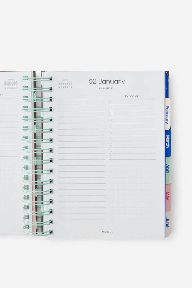 2027 A5 Daily Bright Days Diary, ESPRESSO POLKA