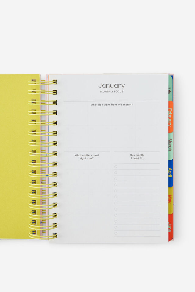 2027 A5 Weekly Bright Days Diary, STRAWBERRY MILK DITSY CELESTIAL