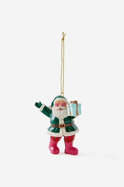 Resin Christmas Ornament, VINTAGE SANTA PRESENT