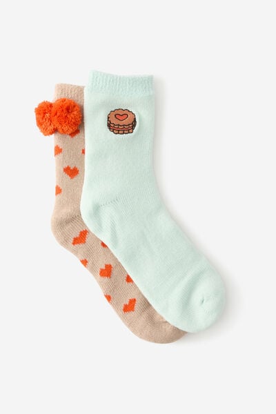 Bed Socks 2 Pk Gift Pack, LITTLE TREAT ( S/M )