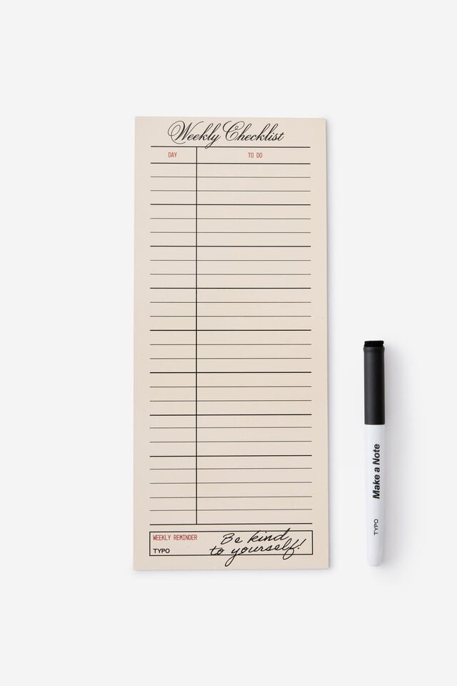 Magnetic Memo List, ECRU WEEKLY CHECKLIST