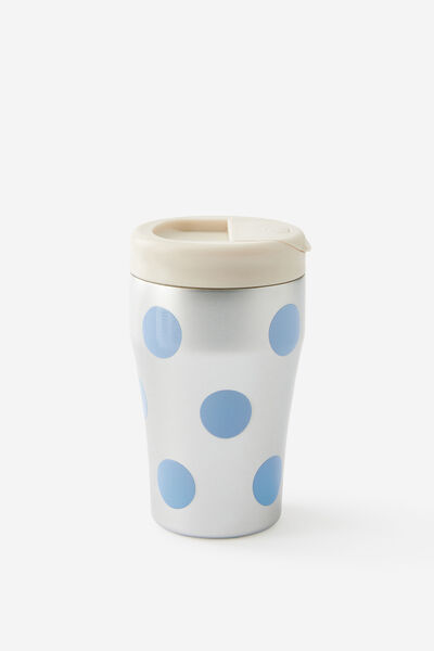 Loft Commuter Cup 350Ml, BLUE POLKA / SILVER CHROME