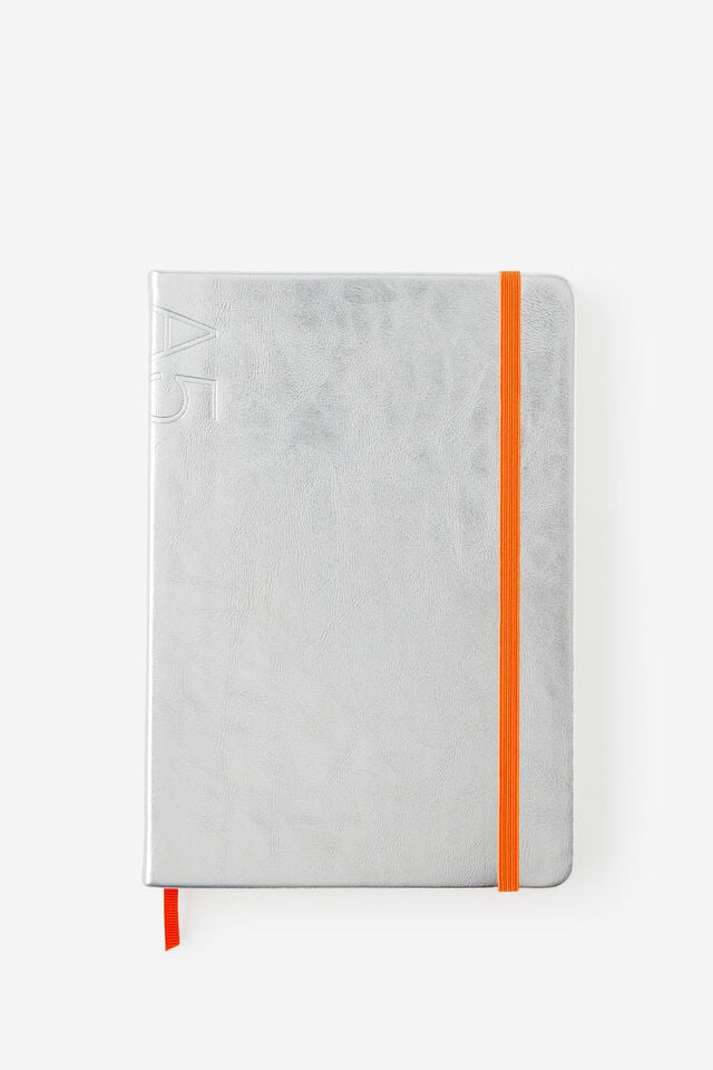 A5 Hard Lined Notetaker Notebook, CHROME LAVA RED