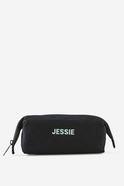 Personalised Compact Canvas Pencil Case, BLACK