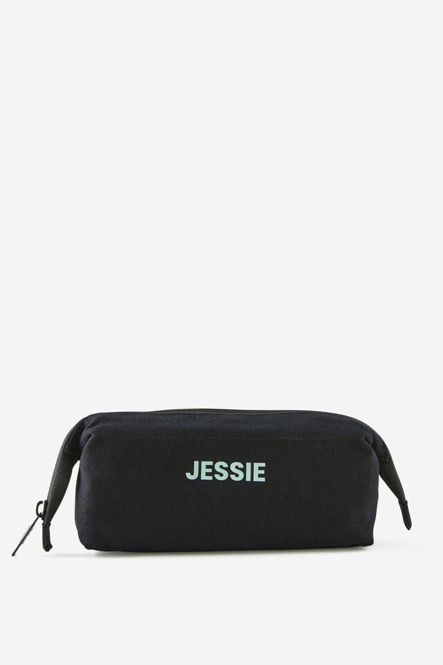 Personalised Compact Canvas Pencil Case, BLACK