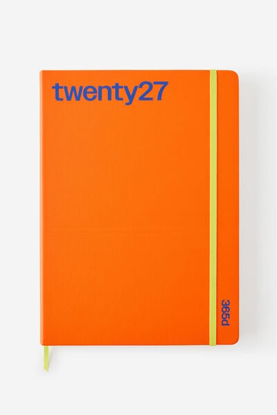 2027 A4 Daily On Schedule Diary, LAVA RED/WASABI