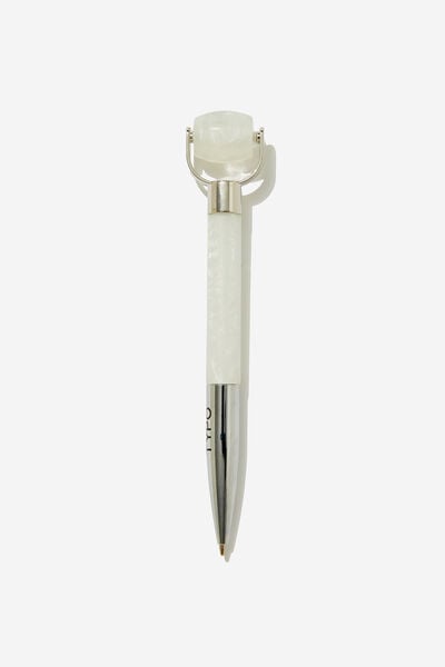 Jasmine Roller Pen, SILVER AND WHITE