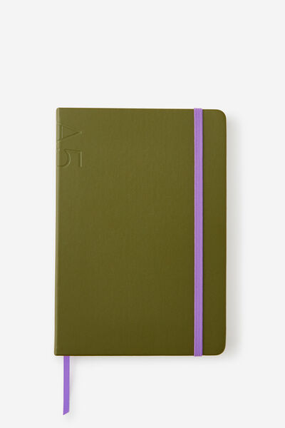A5 Hard Lined Notetaker Notebook, OLIVE