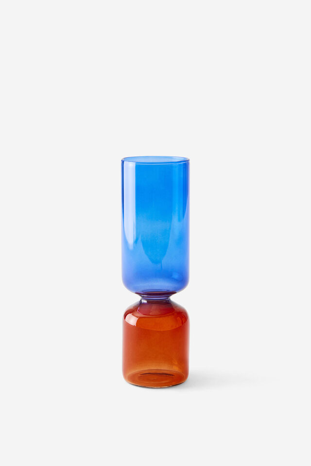 2 Toned Glass Vase, BLUE BURNT ORANGE