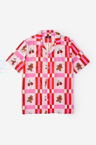 Christmas Party Shirt, CHECK PINK