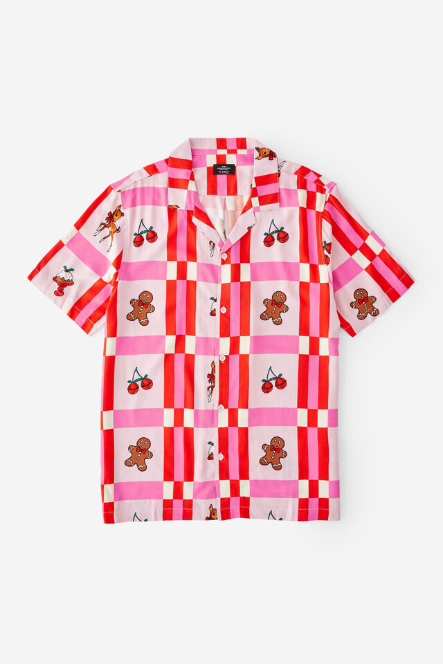 Christmas Party Shirt, CHECK PINK