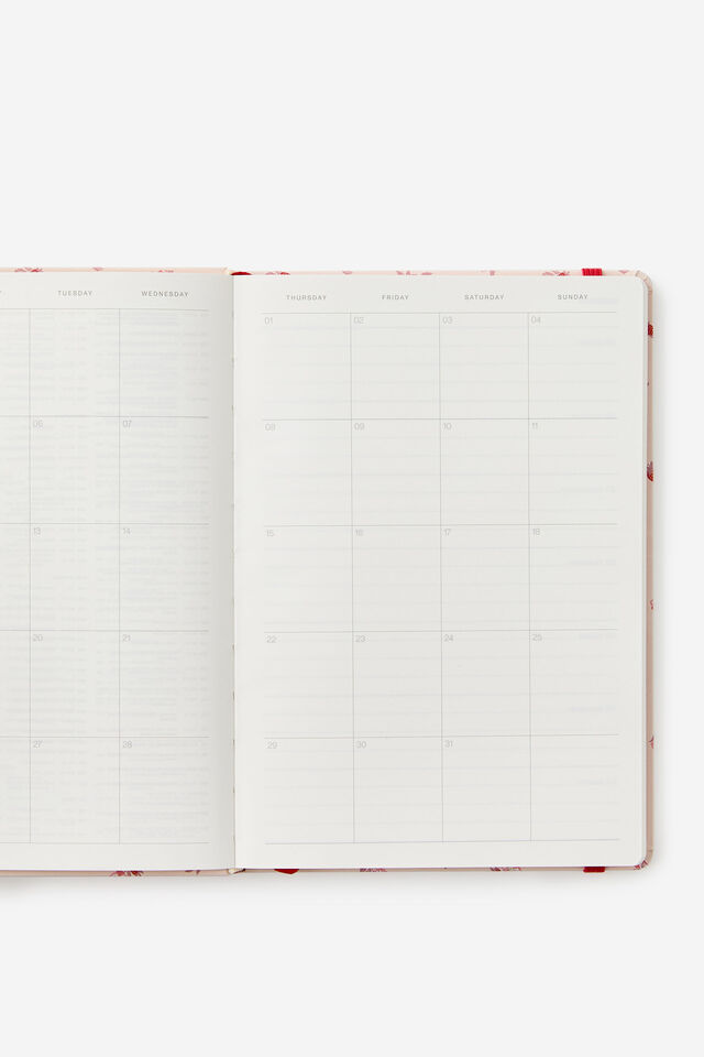 2026 A5 Weekly Hard Metro Diary, Ditsy Pansy Pink Clay