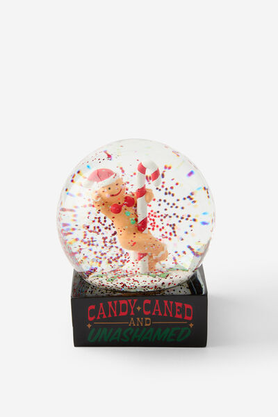 Christmas Icon Snow Globe, CANDY CANE GINGY