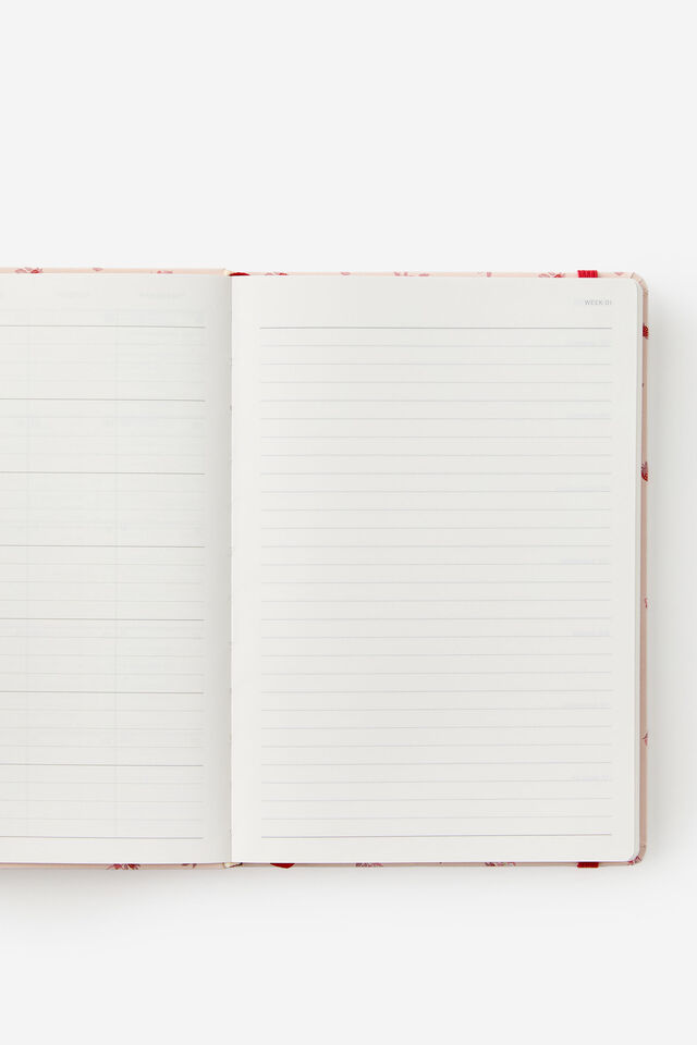 2026 A5 Weekly Hard Metro Diary, Ditsy Pansy Pink Clay