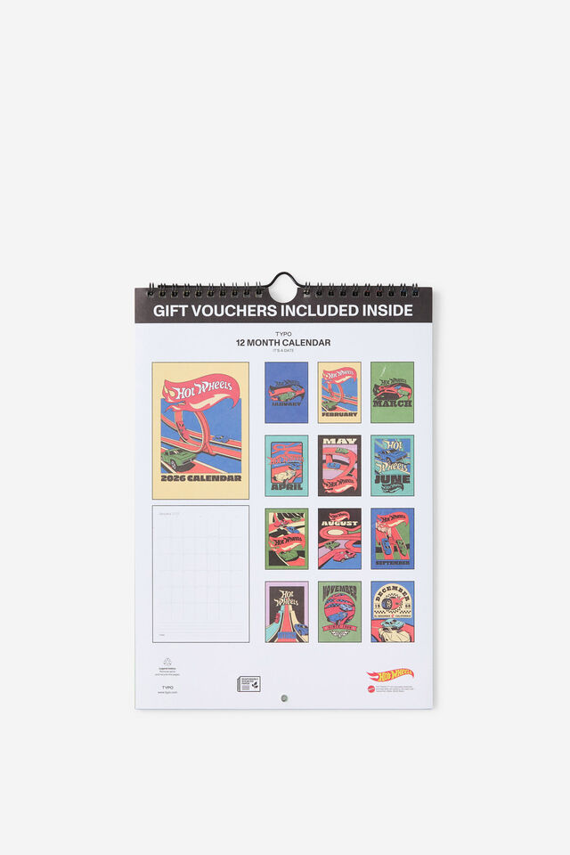 2026 Get A Date Wall Calendar, LCN HOT WHEELS