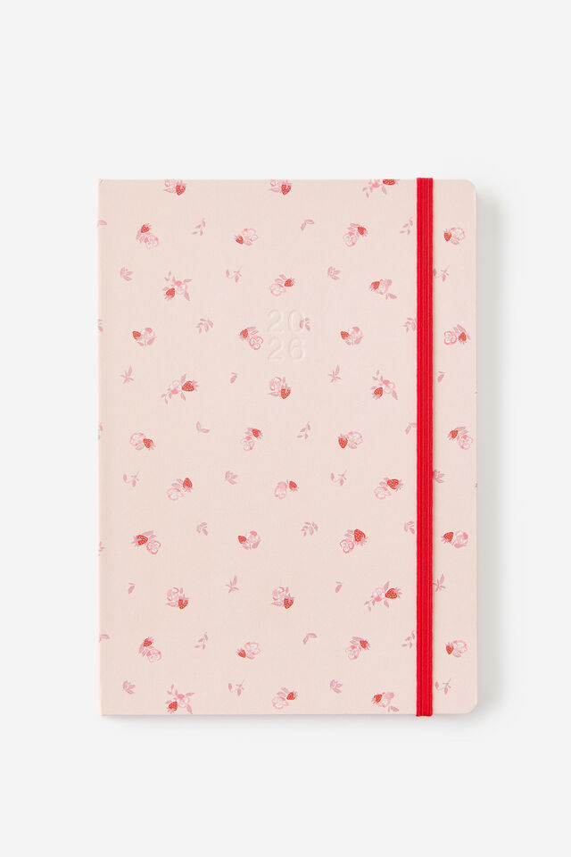 2026 B5 Weekly Hard Metro Diary, Ditsy Pansy Pink Clay