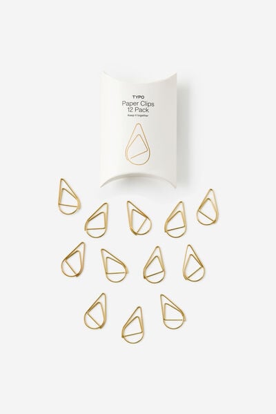Essential Paper Clips 12Pk, TRIANGULAR GOLD