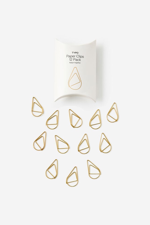 Essential Paper Clips 12Pk, TRIANGULAR GOLD