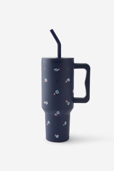 The Traveller Metal Tumbler, DITSY PANSY / MIDNIGHT