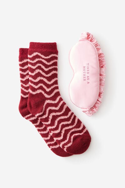 Bed Socks And Eye Mask Gift Pack, TIRED AS MOTHER