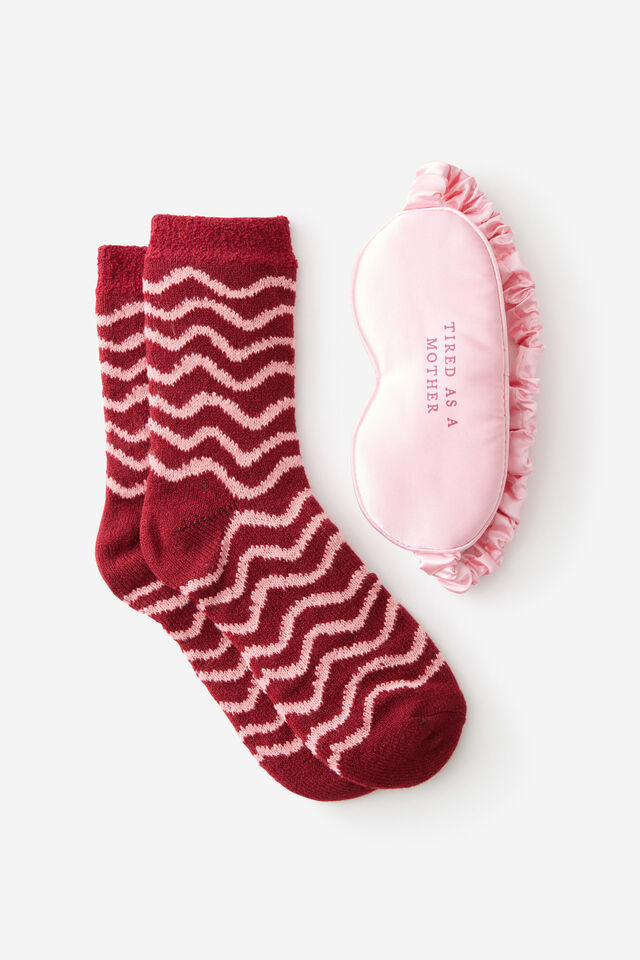 Bed Socks And Eye Mask Gift Pack, TIRED AS MOTHER