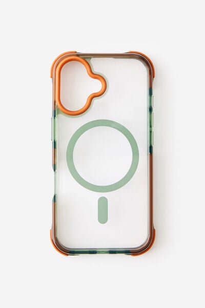Active Shockproof Case Iphone 16, TYPO GREEN/BURNT ORANGE