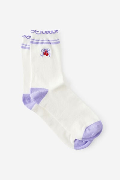 Mid Crew Socks, CHERRY BOW