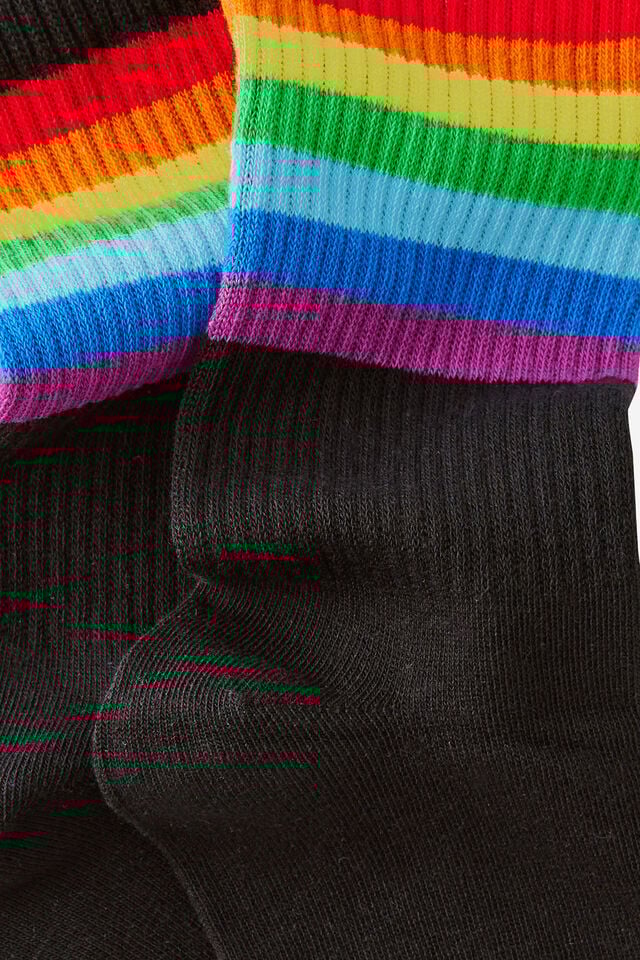 Socks, RAINBOW STRIP BLACK