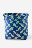 Woven Plastic Basket, GREEN/BLUE - alternate image 1