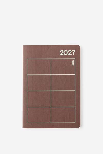 2027 A5 Weekly Open Agenda Diary, ESPRESSO/MINTY