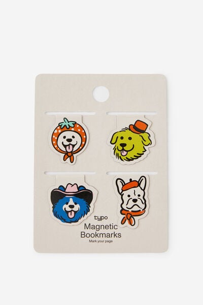 Magnetic Bookmarks 4Pk, DOGS IN HATS!