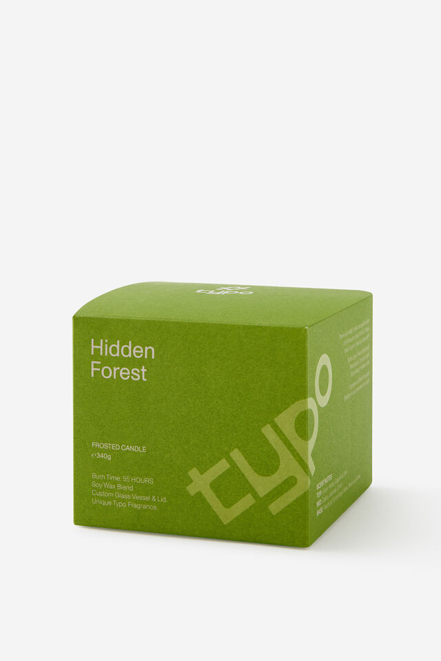 Personalised Frosted Glass Candle - Forest Green, HIDDEN FOREST GREEN